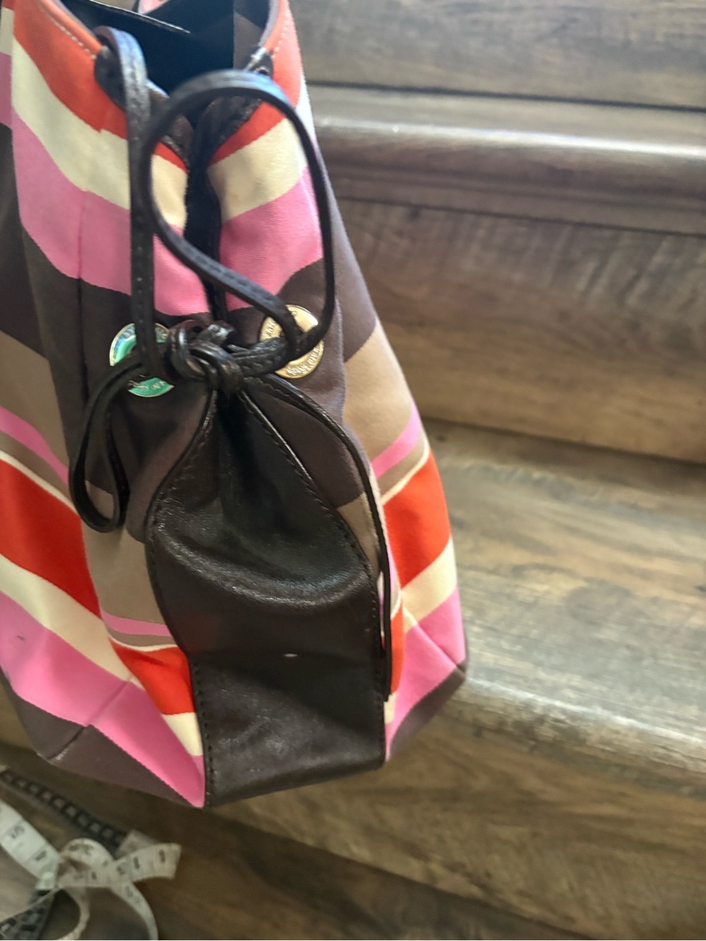 kate spade Striped Tote in Brown, Pink & Red - Picture 5 of 8